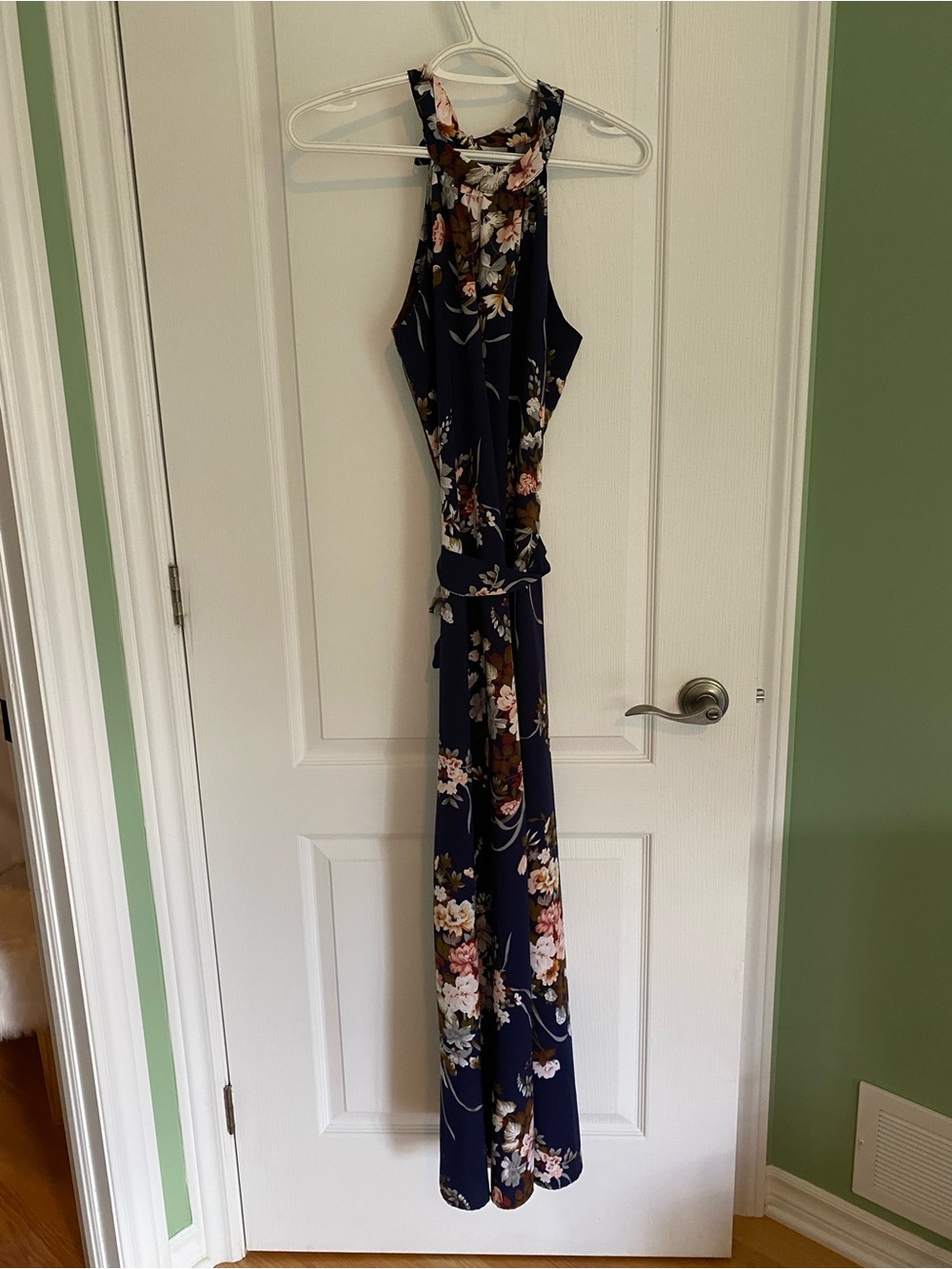 Floral Navy Halter Maxi Dress